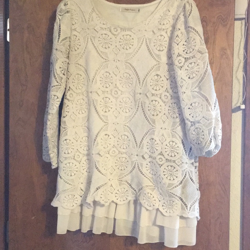 Knit lace lined tunic with poly bottom